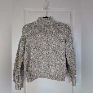 Vintage Margaretta Cotton Mock Neck Sweater Cropped Grey Size Small